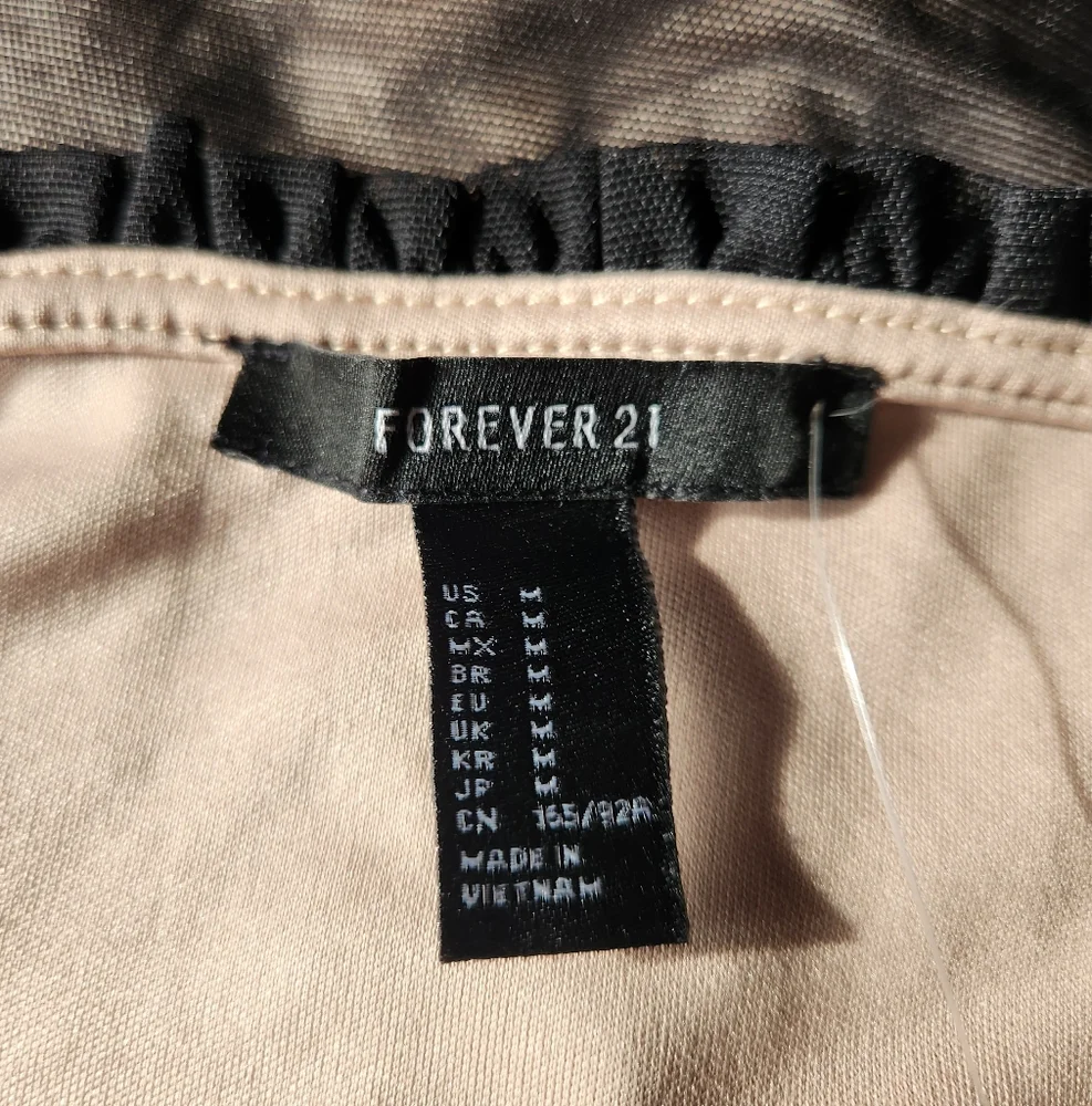 Forever 21 Mesh Black and Nude Corset Style Top Size M NWT - Picture 6 of 10